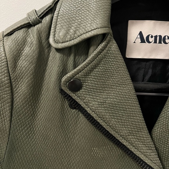 Acne Cropped Moto Leather Jacket Size 36 Small - Picture 4 of 6